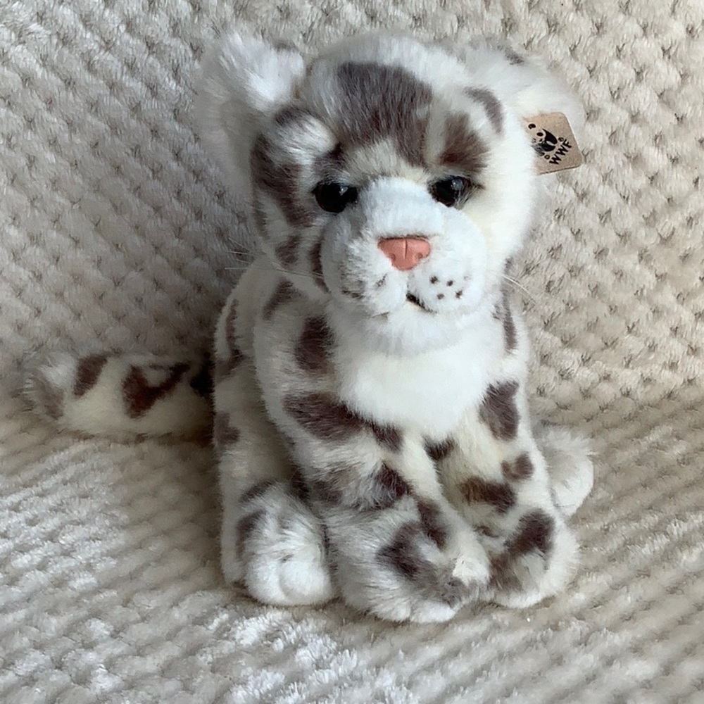 WWF Gray and White Stuffed Animal Leopard Plush Toy